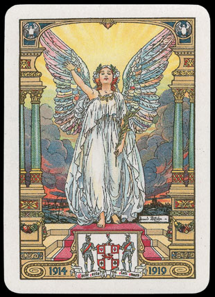 Playing Cards Single Card Old Antique Wide  1919 WORSHIPFUL Co ANGEL of PEACE A 